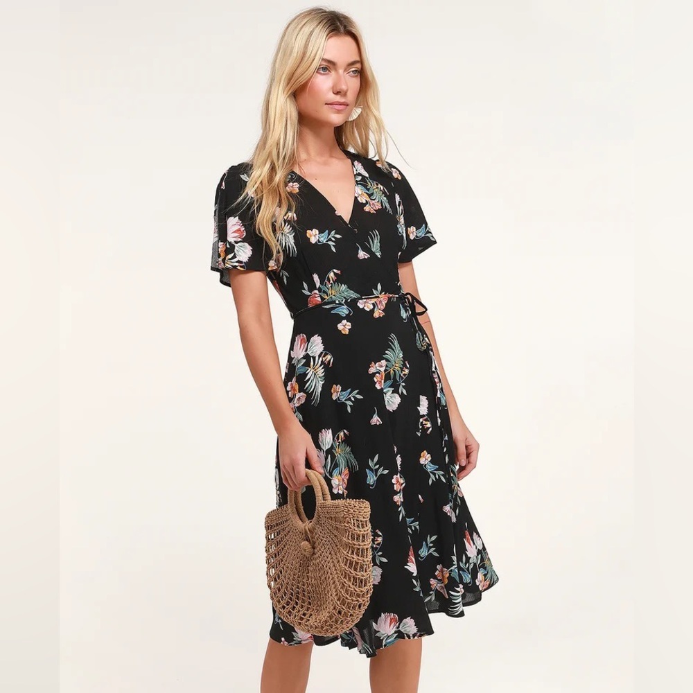 Lulu’s Tropical Floral Wrap Dress